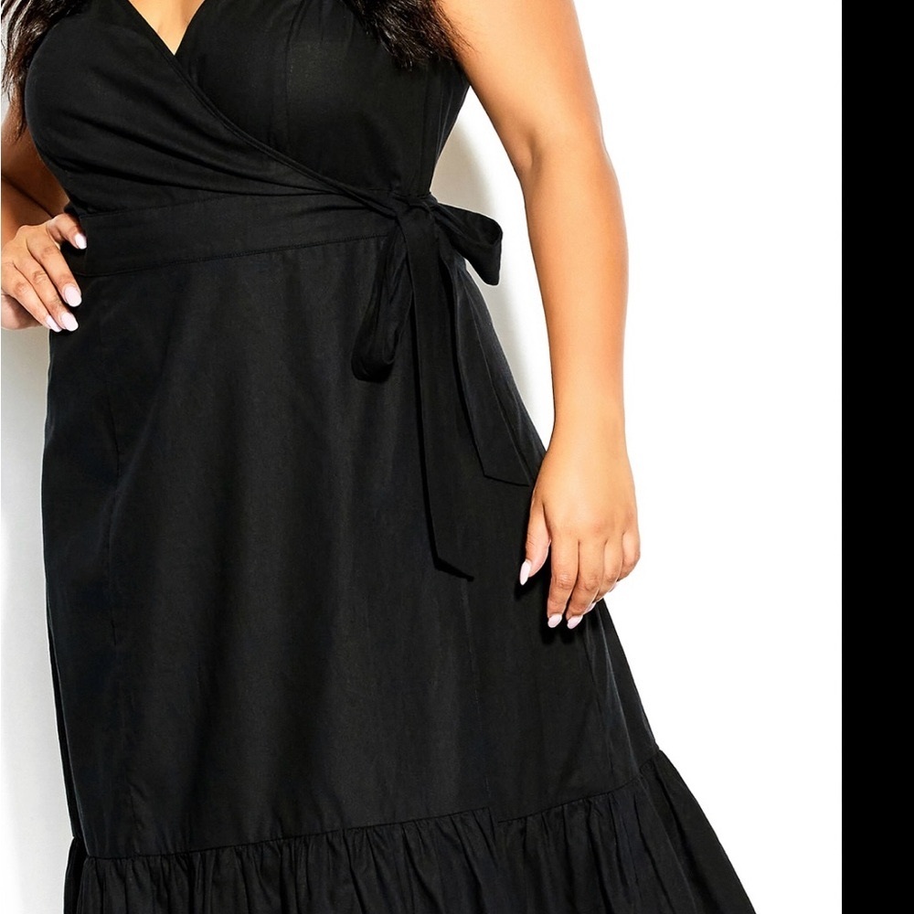 City Chic Black Midi Sundress Sleeveless V-Neck